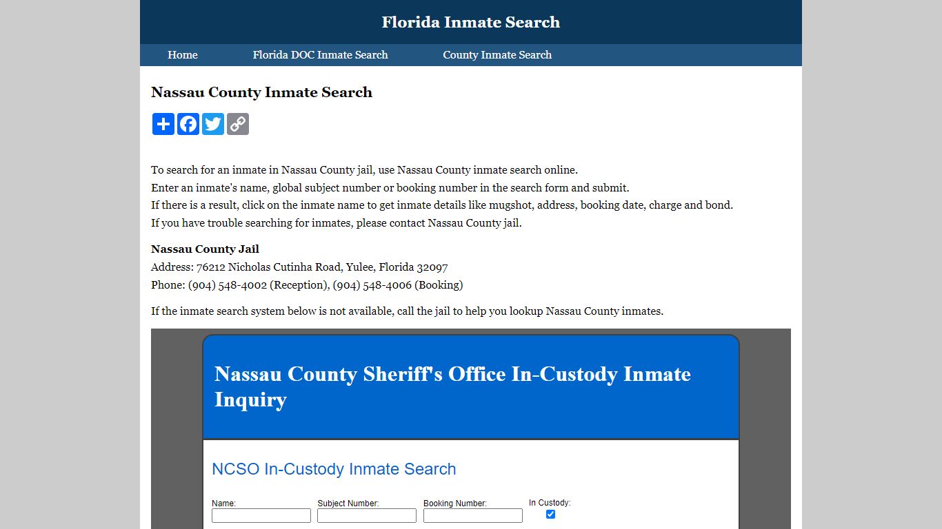Nassau County Inmate Search