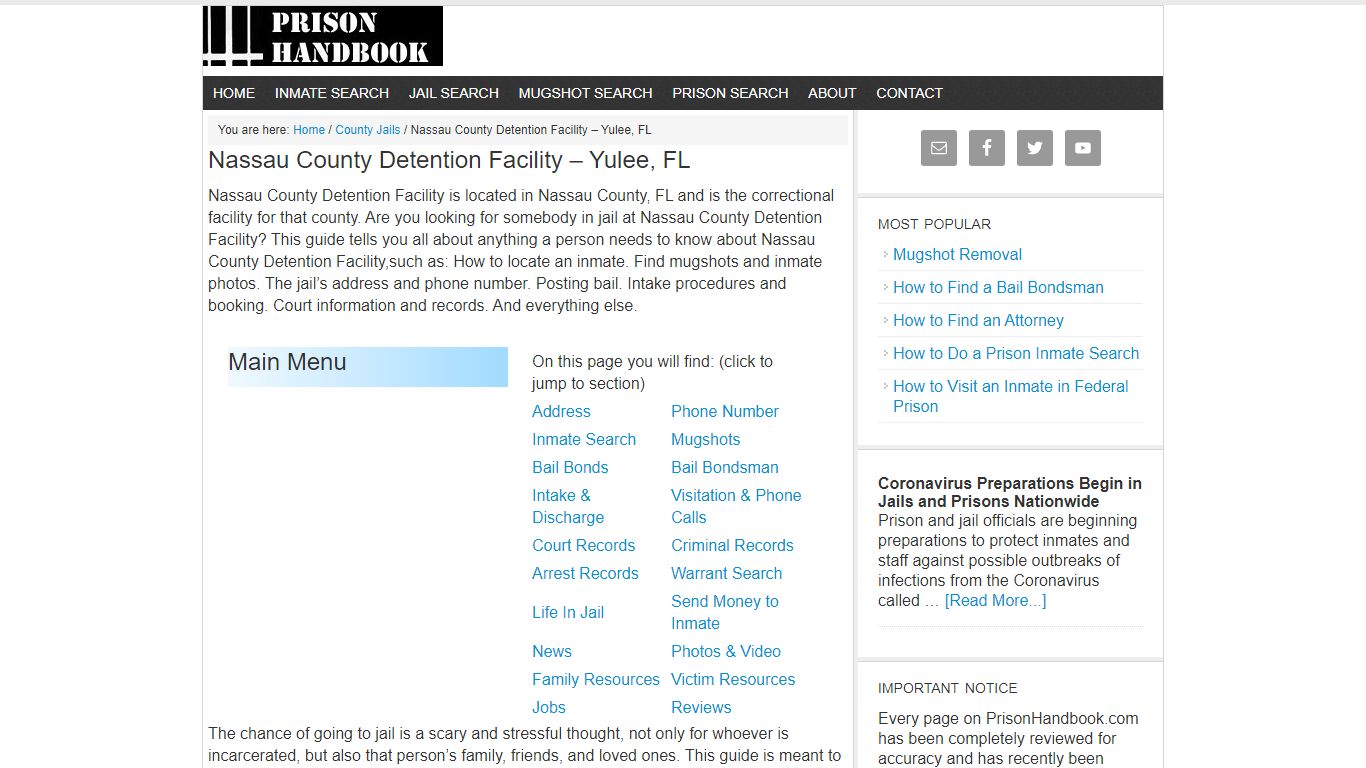 Nassau County Detention Facility – Yulee, FL - Prison Handbook
